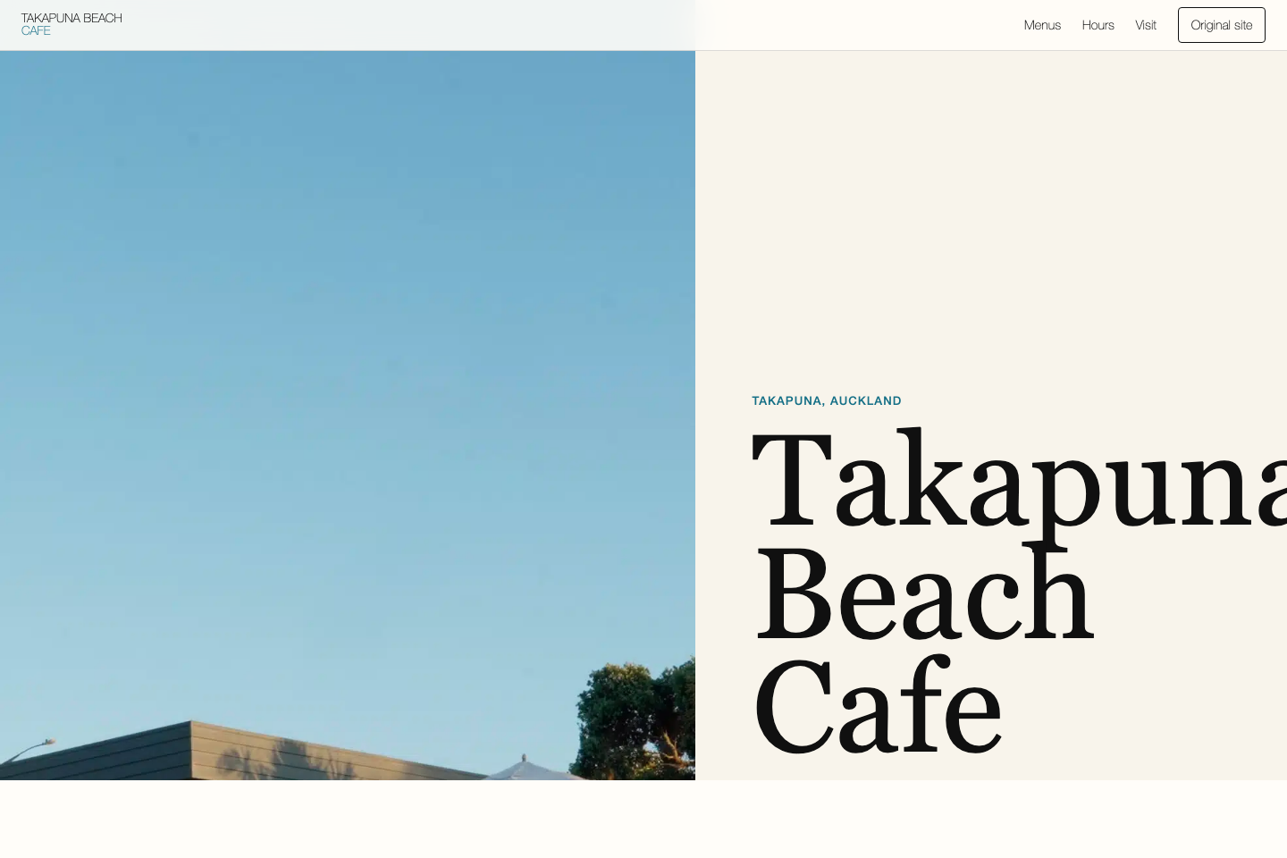Takapuna Beach Cafe website preview